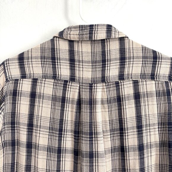 Free People x CP Shades Blue Cream Plaid Long Sleeve Button Down Tunic XS Shirt - Picture 9 of 10